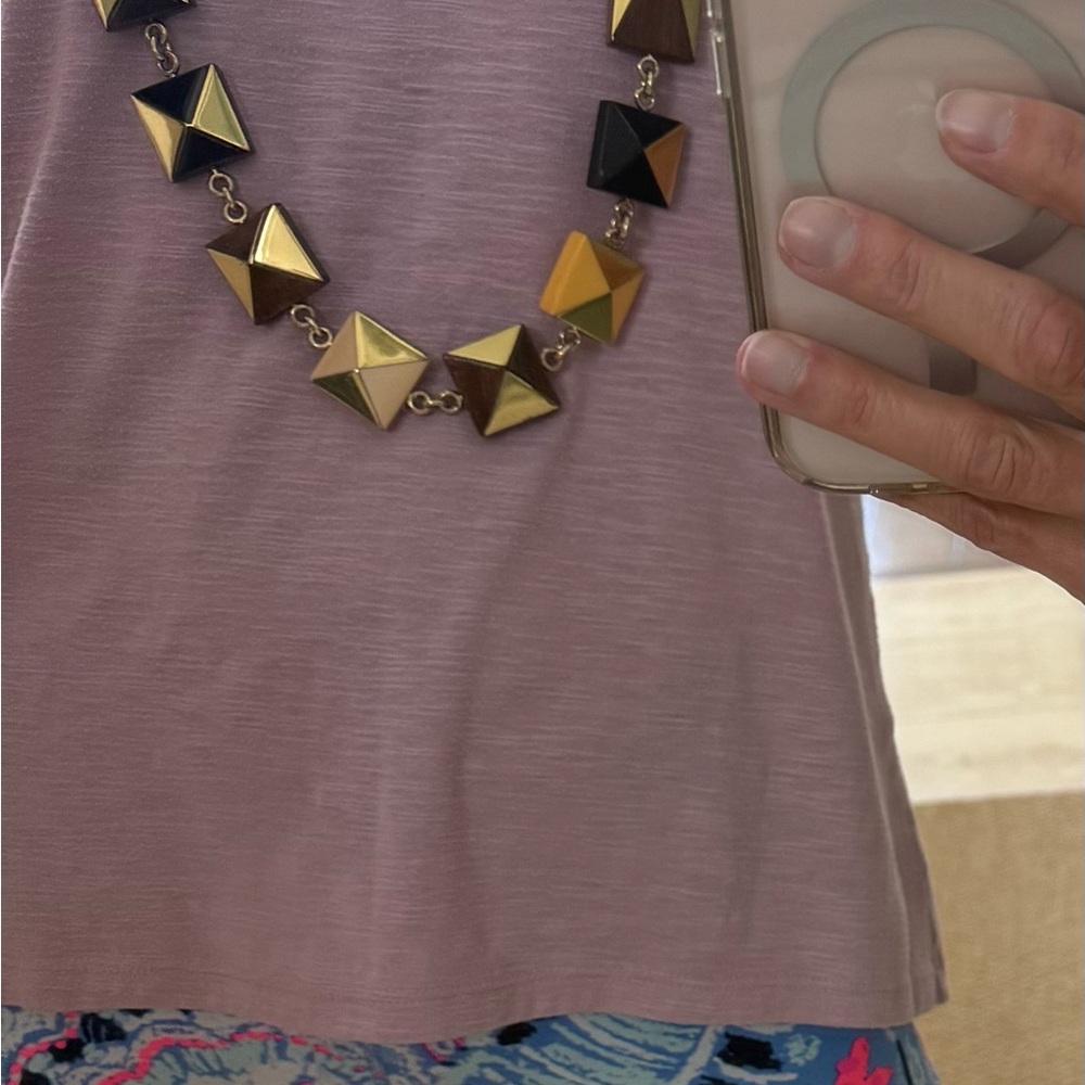 Stella McCartney Gold and Black Pyramid Necklace with wood accents